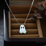 Halloween Ghost Design Necklace In Sterling Silver