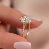Chic Solarii Moissanite 2.0ct Oval Cut 925 Sterling Silver Side Stone Engagement Ring