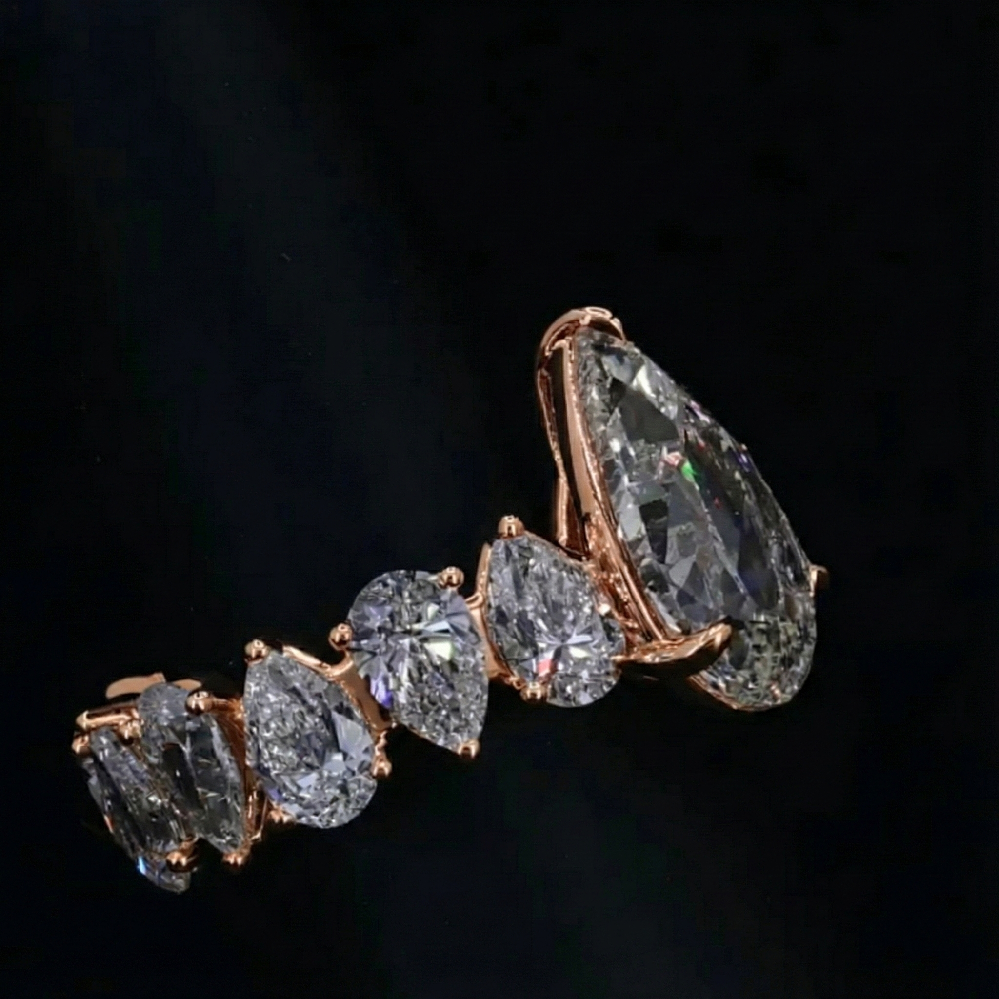 Chunky Pave Pear Cut 5.0ct Engagement Ring In Sterling Silver