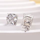 Brilliant Cushion Cut Stud Earrings In Sterling Sliver
