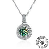 Moissanite 1.0ct Round Cut Emerald 925 Sterling Silver Necklace