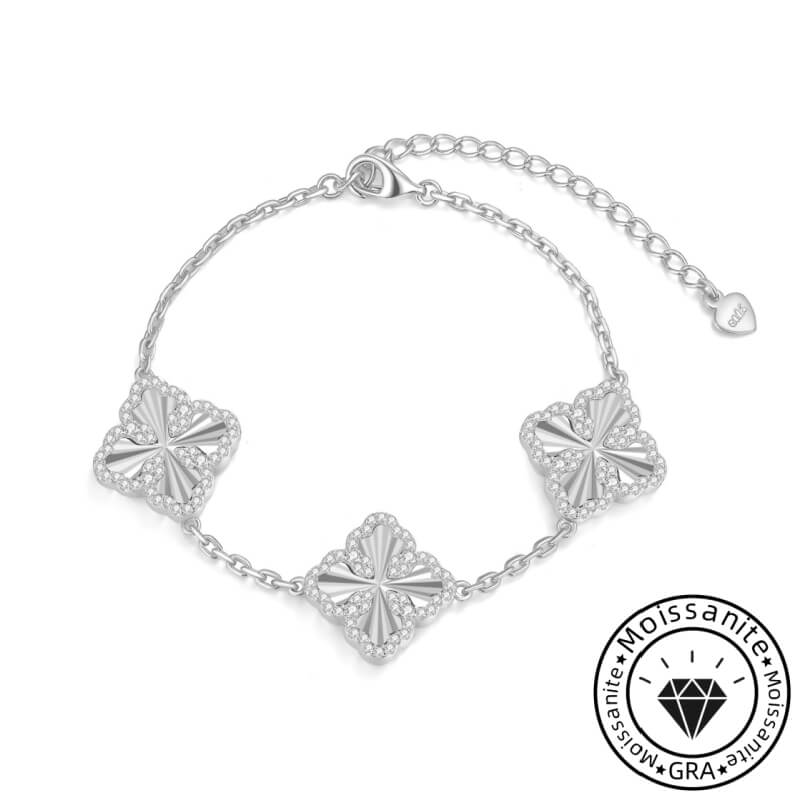 Heavyweight round cut moissanite bracelet, rhodium plated, 925 sterling silver