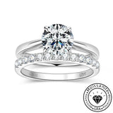 Solarii Moissanite 2.0ct Round Cut 4-Prong 925 Sterling Silver Wedding Ring Set