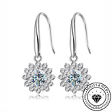 Solarii Moissanite  Round Cut 925 Sterling Silver Sunflower Design 0.5ct*2P  Earrings