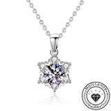 Solarii Moissanite 1.0ct Round Cut Snowflake Design 925 Sterling Silver Necklace