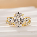 Solarii Unique Oval Cut Insert Ring Set For Women In Sterling Silver