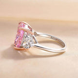 Dazzling Pink Stone Cushion Cut 4.0ct Engagement Ring In Sterling Silver