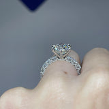 Gorgeous Pave Round Cut 3.0ct Engagement Ring In Sterling Silver
