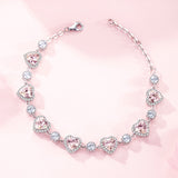 Solarii "Ms Charming" Halo Heart Sterling Silver Tennis Bracelet