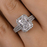 Radiant Cut White Stone White Gold Pave Ring