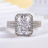 Radiant Cut White Stone White Gold Pave Ring