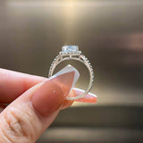 Radiant Cut Halo 925 Sterling Silver Engagement Ring