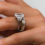 Honorable Three Stone Emerald Cut 3PC Wedding Set