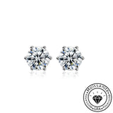 Solarii Moissanite  1.0ct*2P Round Cut 925 Sterling Silver 6 Prong Stud Earrings