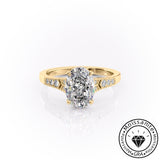 Chic Solarii Moissanite 2.0ct Oval Cut 925 Sterling Silver Side Stone Engagement Ring