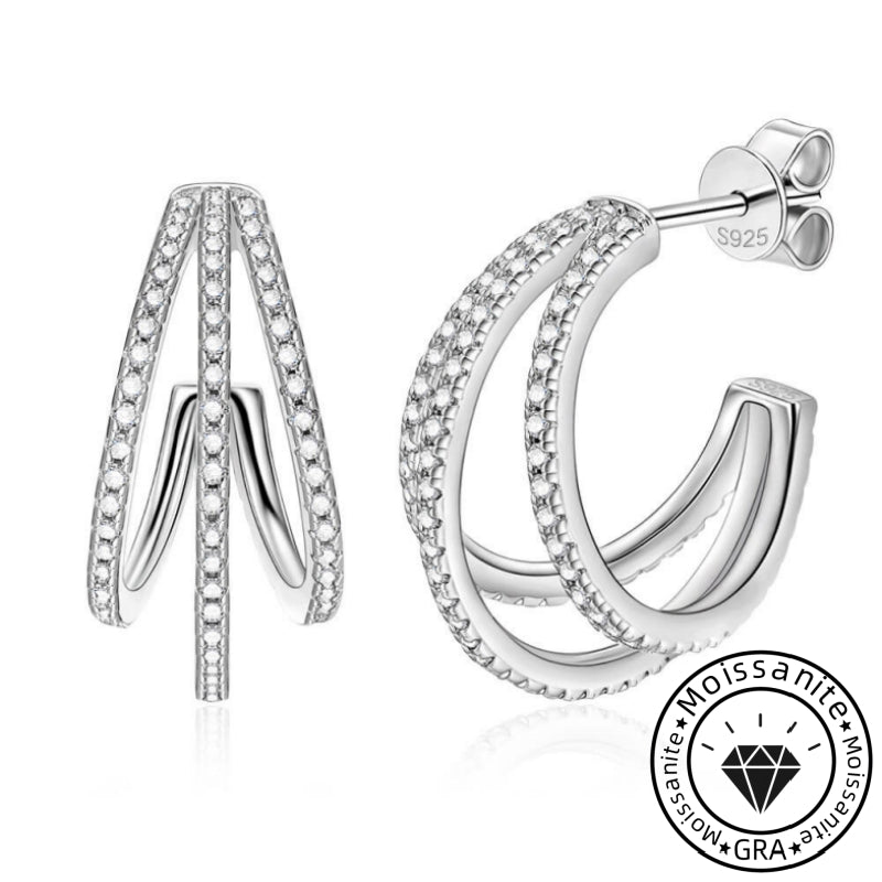 Moissanite 925 Sterling Silver Round Cut Hoop Earrings