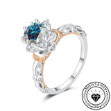 Elegant Moissanite Dual Tone 925 Sterling Silver Engagement Ring