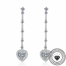Heart Cut Moissanite Drop Earrings in White Gold Plating, 925 Sterling Silver