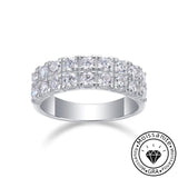 Solarii Moissanite 1.08ct Round Cut 2-Line Eternity Ring 925 Sterling Silver Wedding Band