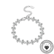 Shiny round cut moissanite bracelet, rhodium plated, 925 sterling silver