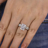 925 Sterling Silver Radiant Cut Wedding Ring Set