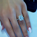 Luxurious Radiant Cut Sterling Silver Halo Engagement Ring