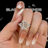 Deluxe Radiant Cut 7.5ct Three Stone Engagement Ring In Sterling Silver