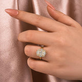 Artful Solarii Moissanite 3.0ct Radiant Cut 925 Sterling Silver Halo Design Engagement Ring