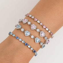 Solarii "Ms Charming" Halo Heart Sterling Silver Tennis Bracelet