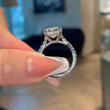 Classic Emerald Cut Solitaire Sterling Silver Engagement Ring