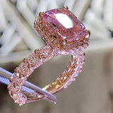 Gorgeous Radiant Cut 3.0ct Morganite Stone Pave Engagement Ring In Sterling Silver