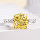 Vibrant Cushion Cut 4.5ct Yellow Stone Sterling Silver Engagement Ring