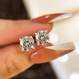 Solarii Moissanite  Round Cut 925 Sterling Silver 4 Prong Stud Earrings