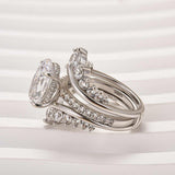Sumptuous Oval Cut 3.5ct Insert Ring 925 Sterling Silver Wedding Ring Set
