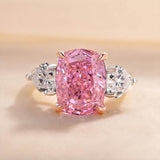 Dazzling Pink Stone Cushion Cut 4.0ct Engagement Ring In Sterling Silver