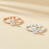 Resplendent Round Cut 1.2ct Pave 925 Sterling Silver Wedding Ring Set