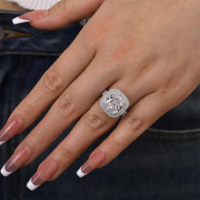 Vintage Cushion Cut Sterling Silver Engagement Ring