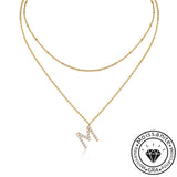 Letter “M” Moissanite Necklace with Yellow Gold Plating, 925 Sterling Silver