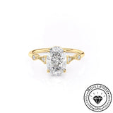 Unique Solarii Moissanite 2.0ct Oval Cut 925 Sterling Silver Side Stone Engagement Ring