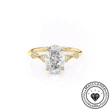 Unique Solarii Moissanite 2.0ct Oval Cut 925 Sterling Silver Side Stone Engagement Ring