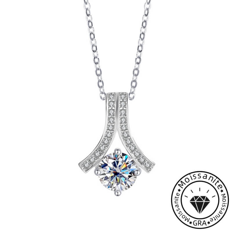 Moissanite 1.0ct Round Cut Elegant 925 Sterling Silver Necklace