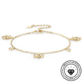 Flower Charm Bracelet with White Gold and Yellow Gold Plating, 925 Sterling Silver