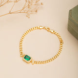 Polished Emerald Cut Bracelet for Emerald Green Women