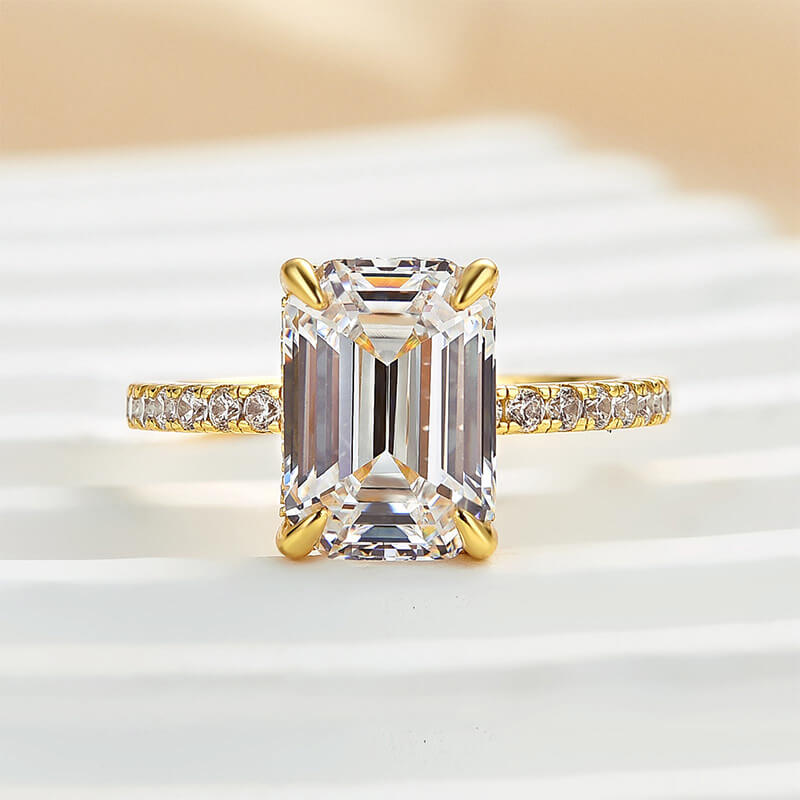 Emerald Cut Engagement Ring In 925 Sterling Silver
