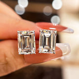 Timeless Emerald Cut Women's Stud Earrings In Sterling Silver