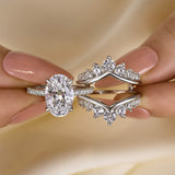 Sumptuous Oval Cut 3.5ct Insert Ring 925 Sterling Silver Wedding Ring Set