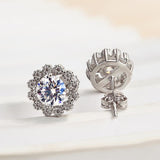 Solarii Moissanite Round Cut Flower Design 925 Sterling Silver Stud Earrings