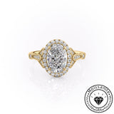 Radiant Solarii Moissanite 2.0ct Oval Cut 925 Sterling Silver Halo Design Engagement Ring