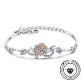 Round Cut Center Flower Bracelet with White Gold Plating, 925 Sterling Silver