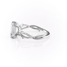 Fashionable Solarii Moissanite 2.0ct Emerald Cut 925 Sterling Silver Twist Design Engagement Ring